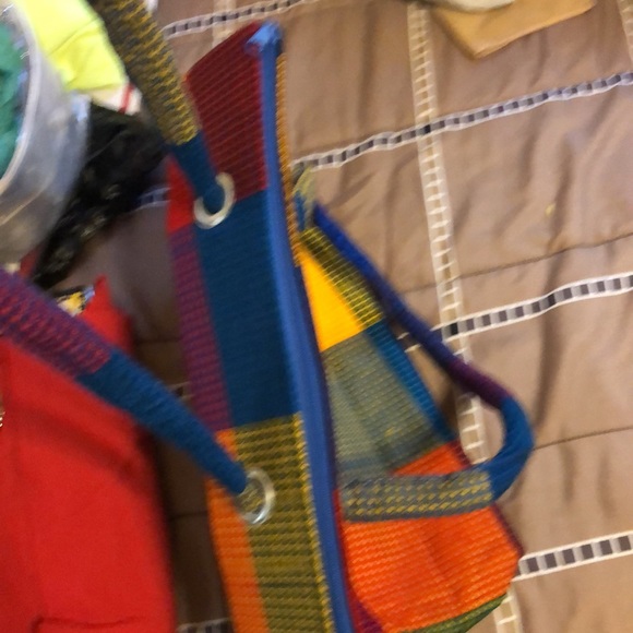 MOVING SALE NO HAGGLING WOMEN CABO SAN LUCAS BLUE YELLOW RED SQUARE TOTE BAG. - Picture 7 of 8